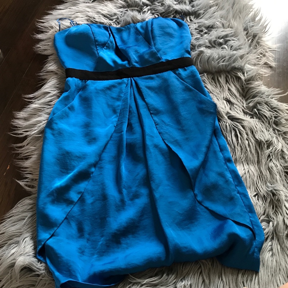 Royal blue strapless mini